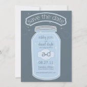 Blue Mason Jar & Fireflies Save the Date (Vorderseite)