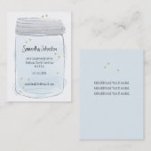 Blue Mason Jar & Fireflies Save the Date Visitenkarte (Vorne/Hinten)