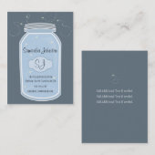 Blue Mason Jar & Fireflies Save the Date Visitenkarte (Vorne/Hinten)