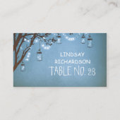 Blue Mason Jar Fireflies String Lights Escort Platzkarte (Rückseite)