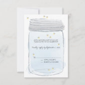 Blue Mason Jar & Fireflies Wedding RSVP (Vorderseite)