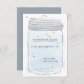 Blue Mason Jar & Fireflies Wedding RSVP (Vorne/Hinten)