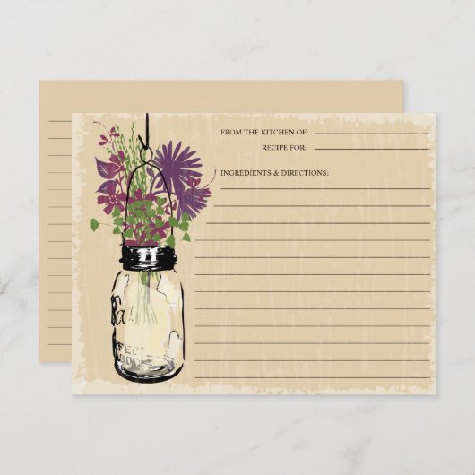 Blue Mason Jar Reecipe Card (Vorne/Hinten)