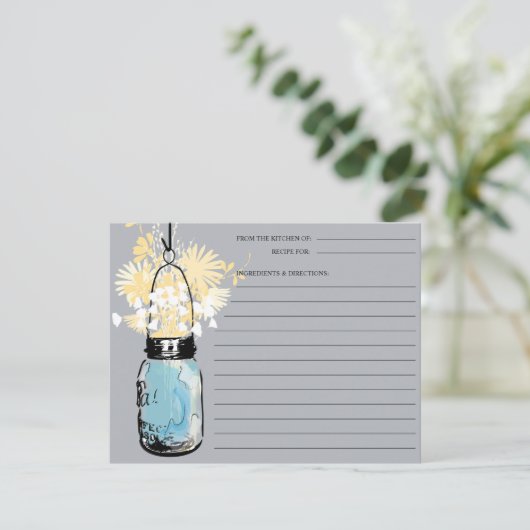 Blue Mason Jar Reecipe Card (Stehend Vorderseite)