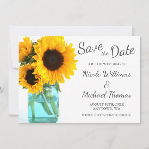 Blue Mason Jar Sunblumen Save the Date