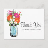 Blue Mason Jar und Gerber Daisies Vielen Dank Postkarte (Vorderseite)