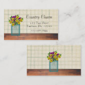 Blue Mason Jar Violas Business Card Visitenkarte (Vorne/Hinten)