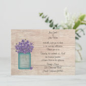 Blue Mason Jar Violets Einladung Hochzeit (Stehend Vorderseite)