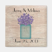Blue Mason Jar Violets Gastgeschenk Hochzeit Magne Magnet (Vorne)
