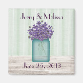 Blue Mason Jar Violets Gastgeschenk Hochzeit Magne Magnet (Vorne)