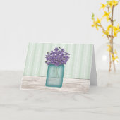 Blue Mason Jar Violets Geburtstagskarte Karte (Gelbe Blume)