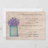 Blue Mason Jar Violets Hochzeitsempfang UAWG Einladung (Rückseite)