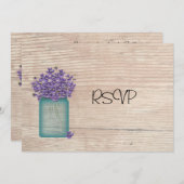 Blue Mason Jar Violets Hochzeitsempfang UAWG Einladung (Vorne/Hinten)