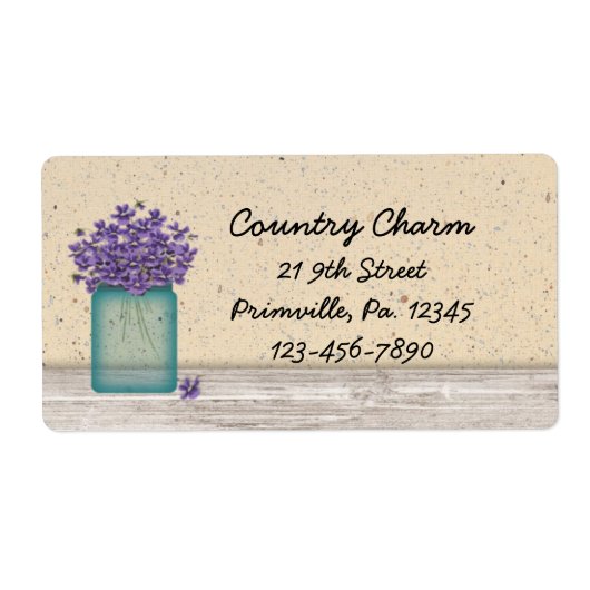Blue Mason Jar Violets Label (Vorne)