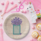 Blue Mason Jar Violets Pappteller (Party)