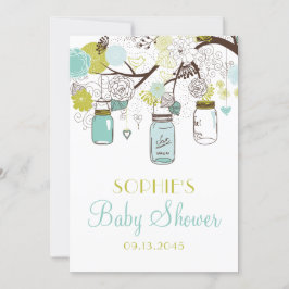 Blue Mason Jars und Spring Blumen Baby Dusche Einladung