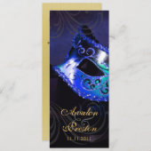 Blue Masquerade Hochzeitsprogramm Einladung (Vorne/Hinten)