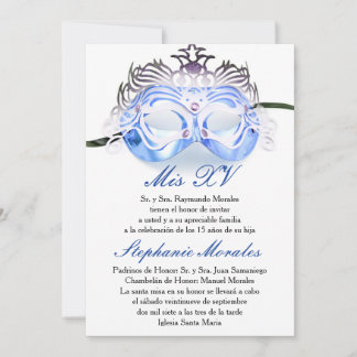 Blue Masquerade Quinceanera Geburtstagsfeier Einla Einladung