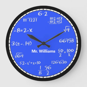 Blue Math Equations Custom Large Clock Große Wanduhr
