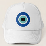 Blue Mati Evil Eye Glück & Schutz Logo Truckerkappe<br><div class="desc">Blue Mati Evil Eye Glück & Schutz Symbol Trucker Hut. Blue Mati altertümliches griechisch / römisch / türkisch Augapfel Ikone für Schutz und viel Glück. Benutzerdefinierte Farbkappen für ihn.</div>