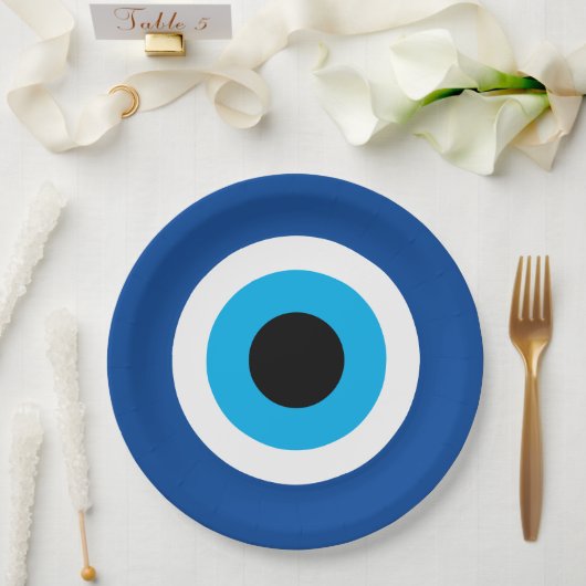Blue Mati Evil Eye Nazar Hochzeitsfeier Pappteller (Hochzeit)