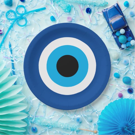 Blue Mati Evil Eye Nazar Hochzeitsfeier Pappteller (Party)