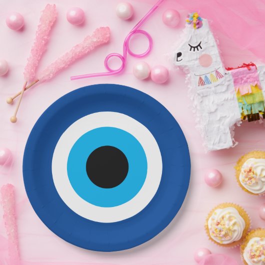 Blue Mati Evil Eye Nazar Hochzeitsfeier Pappteller (Party)