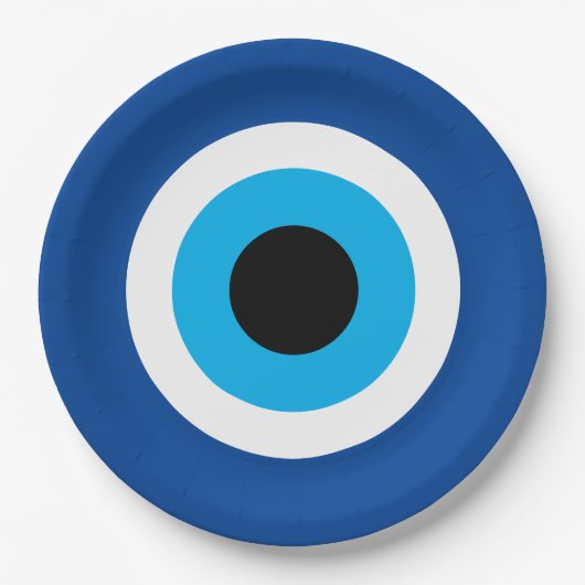 Blue Mati Evil Eye Nazar Hochzeitsfeier Pappteller (Vorderseite)