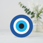 Blue Mati Evil Eye nazar Runde Hochzeit Einladung (Stehend Vorderseite)