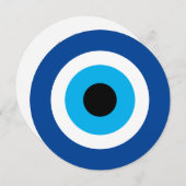 Blue Mati Evil Eye nazar Runde Hochzeit Einladung (Vorne/Hinten)