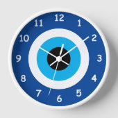Blue Mati Evil Eye Symbol Rundwanduhr Uhr (Vorderseite)