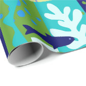 Blue Matisse Paper Cutouts Inspiriert Ocean Life Geschenkpapier (Rolleneckpunkt)