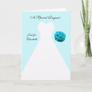 Blue Matron of Honor Card — Bridal Gown Einladung