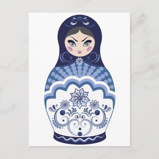 Blue Matryoshka Doll Postkarte (Vorderseite)