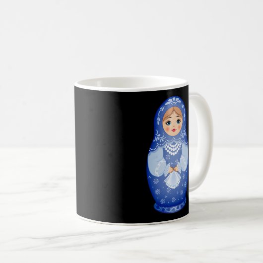 Blue Matryoshka Russian Nesting Doll Kaffeetasse (VorderseiteRechts)