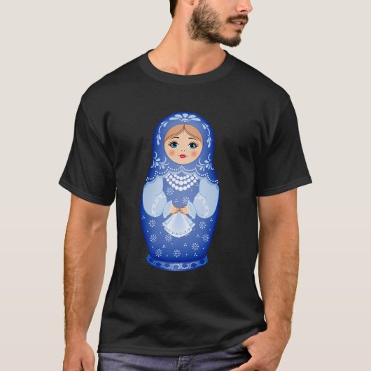 Blue Matryoshka Russian Nesting Doll T-Shirt (Vorderseite)