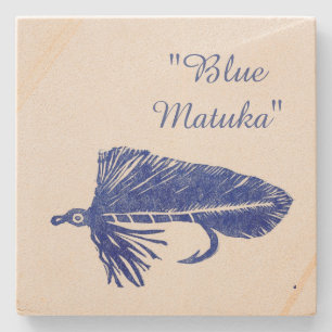 Blue Matuka Fliegenband und Angelsport-Kunst Steinuntersetzer