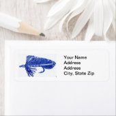 Blue Matuka Trout Fly Return Address Label (Insitu)