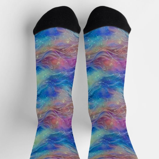 Blue Mauve White Pearly Floaty Wirbel Socken (Oben)