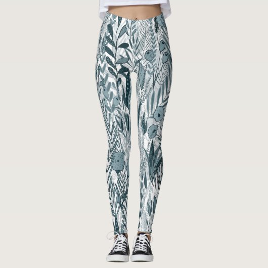 Blue Maximalist Garden Leggings (Vorderseite)