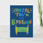 Blue Mazel Tov B'Mitzvah Karte (Vorderseite)