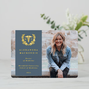 Blue MD Caduceus Abschluss Foto Ankündigung