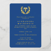 Blue MD Caduceus + Laurel Wreath Abschluss Folieneinladung (Vorderseite)