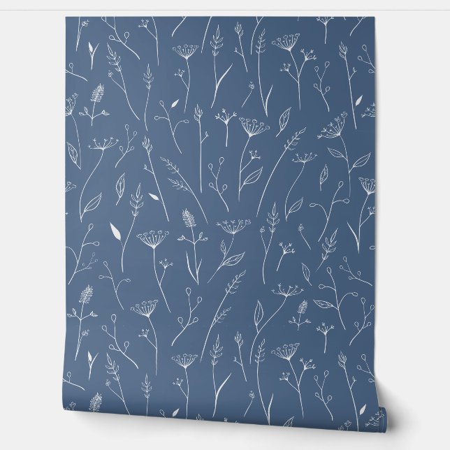 Blue Meadow Florals Tapete (Abrollen)