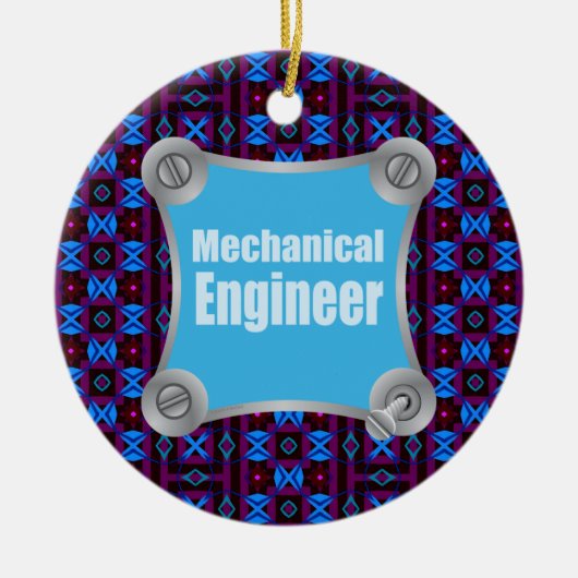 Blue Mechanical Engineer Keramik Ornament (Vorne)