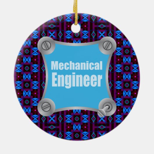 Blue Mechanical Engineer Keramik Ornament (Hinten)