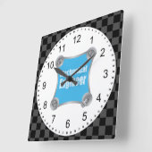 Blue Mechanical Engineer Quadratische Wanduhr (Winkel)