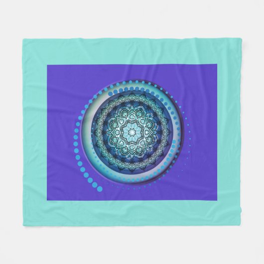 Blue Medallion Spiral Design Throw Blanket Fleecedecke (Vorderseite (Horizontal))