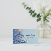 Blue Mediation Yoga Pose Instructor Business Card Visitenkarte (Stehend Vorderseite)