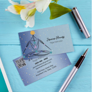 Blue Mediation Yoga Pose Instructor Business Card Visitenkarte